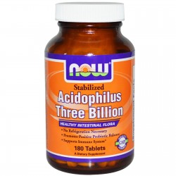 АЦИДОФИЛУС СТАБИЛИЗИРАН 3 МИЛИАРДА таблетки 180 бр. НАУ ФУУДС | ACIDOPHILUS STABILIZED 3 BILLION tabs 180s NOW FOODS