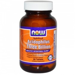 СТАБИЛИЗИРАН АЦИДОФИЛУС ТРИ МИЛИАРДА таблетки 90 бр. НАУ ФУУДС | STABILIZED ACIDOPHILUS THREE BILLION tabs 90s NOW FOODS