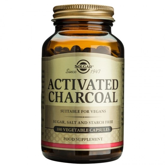 АКТИВЕН ВЪГЛЕН раст. капсули 100бр. СОЛГАР | ACTIVATED CHARCOAL veg.caps 100s SOLGAR