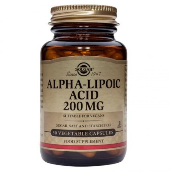 АЛФА-ЛИПОЕВА КИСЕЛИНА 200мг капсули 50 бр СОЛГАР | ALPHA LIPOIC ACID 200mg veggie caps 50s SOLGAR