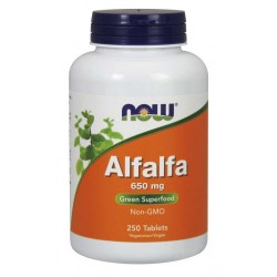 ЛЮЦЕРНА 650мг таблетки 250бр НАУ ФУУДС | ALFALFA 650mg tablets 250s NOW FOODS