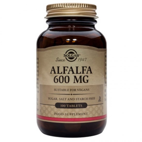 ЛЮЦЕРНА 600мг таблетки 100бр. СОЛГАР | ALFALFA 600mg tabs 100s SOLGAR