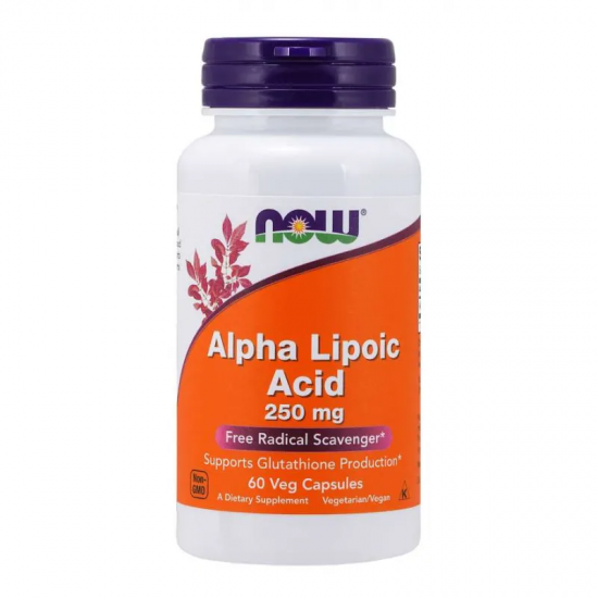 АЛФА ЛИПОЕВА КИСЕЛИНА 250мг капсули 60 бр. НАУ ФУУДС | ALPHA LIPOIC ACID 250mg caps 60s NOW FOODS
