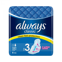 Дамски превръзки нощни 8бр ОЛУЕЙС КЛАСИК  | Sanitary towels with wings, night 8s ALWAYS CLASSIC