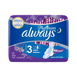 Дамски превръзки нощни x 6бр ОЛУЕЙС ПЛАТИНУМ | Sanitary towels with wings, night x 6s ALWAYS PLATINUM