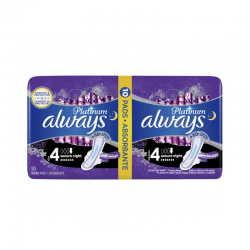 Дамски превръзки секюр нощни x 5бр ОЛУЕЙС ПЛАТИНУМ | Sanitary towels with wings, secure night x 5s ALWAYS PLATINUM