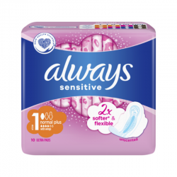 Дамски превръзки нормал плюс x 10бр ОЛУЕЙС СЕНЗИТИВ | Sanitary towels with wings, normal plus x 10s ALWAYS SENSITIVE