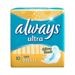 Дамски превръзки лайт 10бр ОЛУЕЙС УЛТРА  | Sanitary towels with wings, light 10s ALWAYS ULTRA