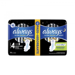 Дамски превръзки секюр нощни 2 x 6бр ОЛУЕЙС УЛТРА | Sanitary towels with wings, secure night 2 x 6s ALWAYS ULTRA