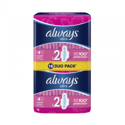Дамски превръзки супер 2 x 8бр ОЛУЕЙС УЛТРА | Sanitary towels with wings, super 2 x 8s ALWAYS ULTRA
