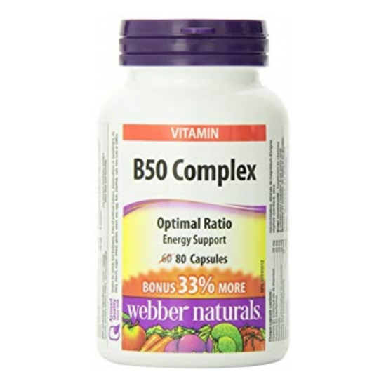ВИТАМИН Б50 КОМПЛЕКС 80бр. капсули УЕБЪР НАТУРАЛС | VITAMIN B50 COMPLEX 80s caps WEBBER NATURALS