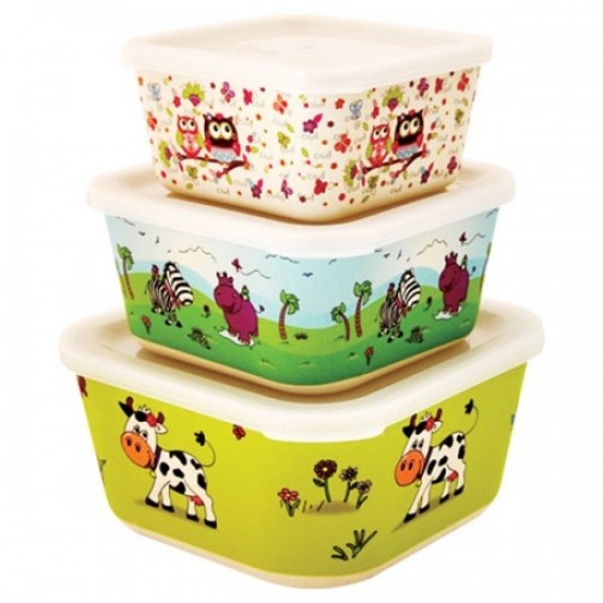 ЕКО КУТИИ ОТ БАМБУК ЗА СЪХРАНЕНИЕ НА ХРАНА Животни 3 бр. БАЛЕВ БИО | ECO BAMBOO BOXES Animals 3s BALEV BIO
