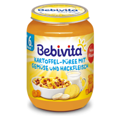 БЕБИВИТА Мачкани картофи със зеленчуци и мляно месо 6+ м. 190гр. | BEBIVITA Mashed potatoes with vegetables and mincemeat 6+ 190g
