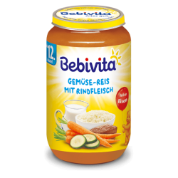 БЕБИВИТА Ориз със зеленчуци и телешко месо 12+ м. 3бр х 250гр. | BEBIVITA Rice with vegetables and beef 12+ 3s x 250g