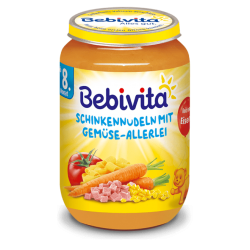 БЕБИВИТА Паста с шунка и зеленчуци 8+ м. 3бр х 220гр. | BEBIVITA Pasta with vegetables and ham 8+ 3s x 220g