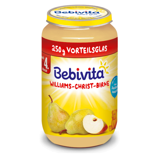 БЕБИВИТА Пюре Круши Уилямс Крист и ябълки 4+м. 3бр х 250гр. | BEBIVITA Pear Williams Christ and apples puree 4+ 3s x 250g