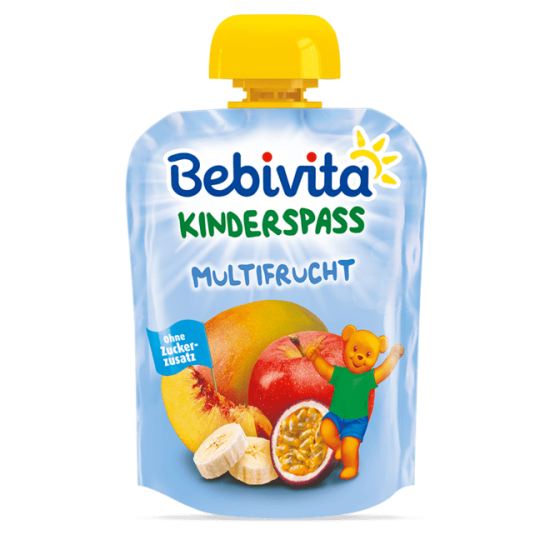БЕБИВИТА Плодова закуска Ябълка с банан 1г.+ 3бр х 90гр. | BEBIVITA Apple with banana Fruit snack pouch 1+ 3s x 90g