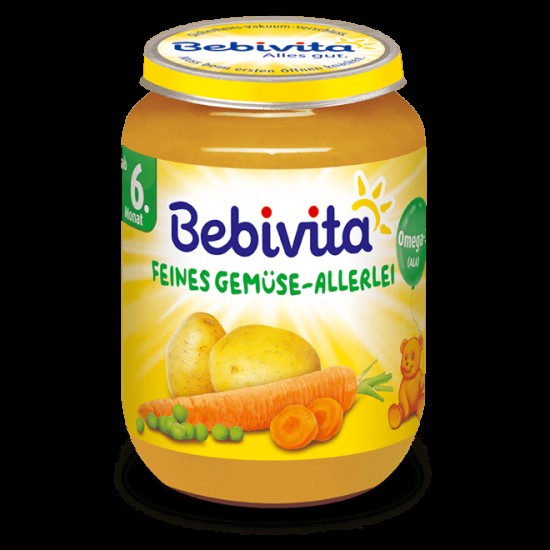 БЕБИВИТА Пюре Различни зеленчуци 6+ м. 3бр х 190гр. | BEBIVITA Various vegetables puree 6+ 3s x 190g