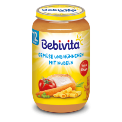 БЕБИВИТА Спагети със зеленчуци и пилешко месо 12+ м. 3бр х 250гр. | BEBIVITA Spaghetti with vegetables and chicken 12+ 3 x  250g