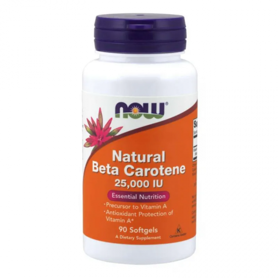 НАТУРАЛЕН БЕТА КАРОТЕН 25000 IU 90 драж. НАУ ФУУДС I BETA CAROTENE NATURAL 25000 IU drag. 90s NOW FOODS