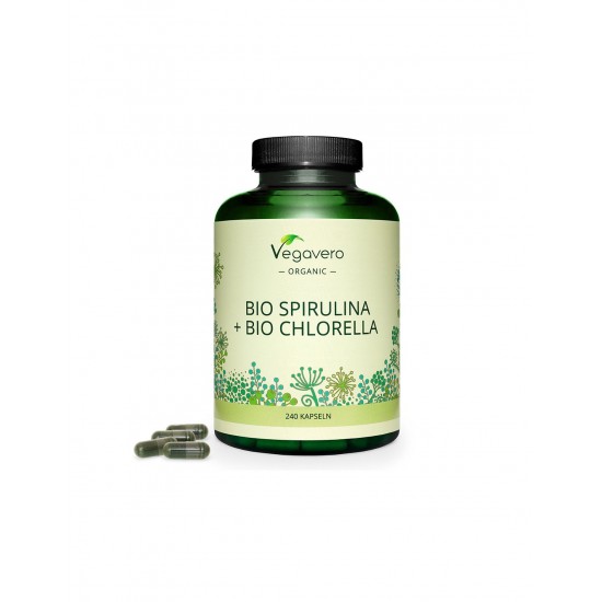 Био Спирулина + Хлорела капсули x 240 бр ВЕГАВЕРО | Bio Spirulina + Bio Chlorella caps x 240 VEGAVERO 