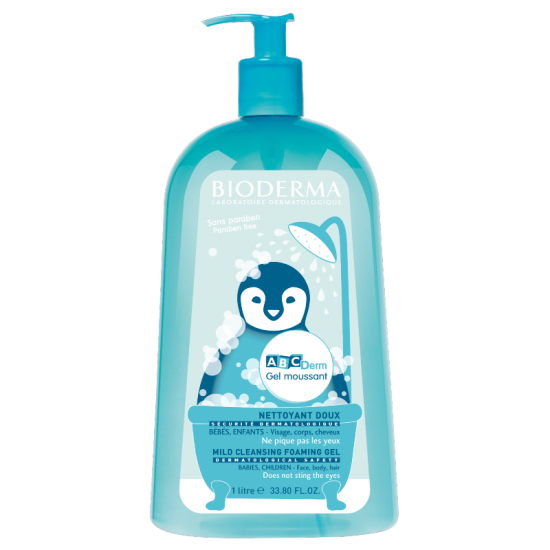 БИОДЕРМА АБЦ ДЕРМ Гел мусан - измиващ гел за коса и тяло 1л | BIODERMA ABCDerm Gel moussant 1l