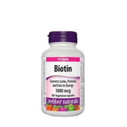 БИОТИН 1000мкг капсули 180бр УЕБЪР НАТУРАЛС | BIOTIN 1000mcg veggie caps 180s WEBBER NATURALS