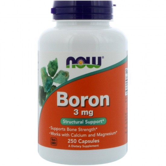 БОР 3мг капсули 250бр НАУ ФУУДС | BORON 3mg capsules 250s NOW FOODS