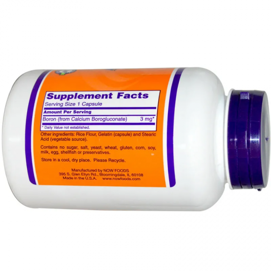 БОР 3мг капсули 250бр НАУ ФУУДС | BORON 3mg capsules 250s NOW FOODS