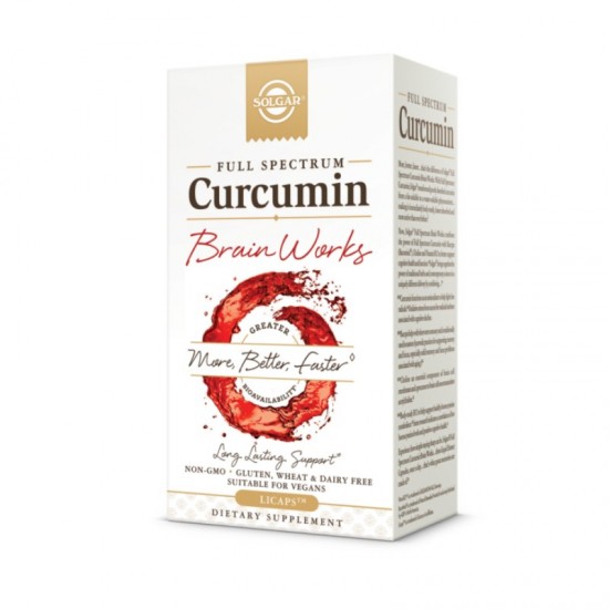 БРЕЙН УЪРКС ПЪЛЕН СПЕКТЪР КУРКУМА капсули x 60бр СОЛГАР | BRAINWORKS FULL SPECTRUM CURCUMIN licaps x 60s SOLGAR