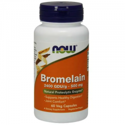 БРОМЕЛАИН 500мг растителни капсули 60 бр. НАУ ФУУДС | BROMELAIN 500mg veg. caps 60s NOW FOODS