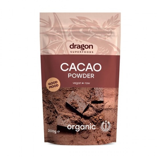 ДРАГОН СУПЕРФУУДС БИО Какао на прах, сурово 200гр | DRAGON SUPERFOODS BIO Cocoa powder 200g