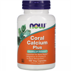КОРАЛ КАЛЦИЙ ПЛЮС капсули 100бр НАУ ФУУДС | CORAL CALCIUM PLUS veggie caps 100s NOW FOODS