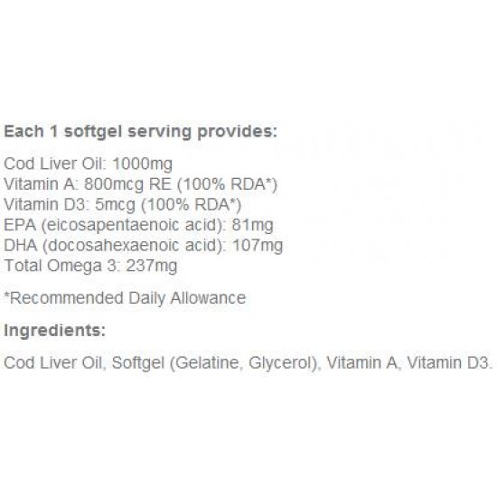 МАСЛО ОТ ЧЕРЕН ДРОБ НА ТРЕСКА 1000mg 30 капсули МАЙВИТАМИНС | TOTAL COD LIVER OIL 1000mg 30caps MYVITAMINS
