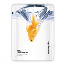 МАСЛО ОТ ЧЕРЕН ДРОБ НА ТРЕСКА 1000mg 30 капсули МАЙВИТАМИНС | TOTAL COD LIVER OIL 1000mg 30caps MYVITAMINS