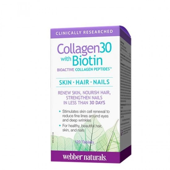 Колаген 30 с БИОТИН таблетки 120бр УЕБЪР НАТУРАЛС | COLLAGEN 30 with Biotin tablets 120s WEBBER NATURALS