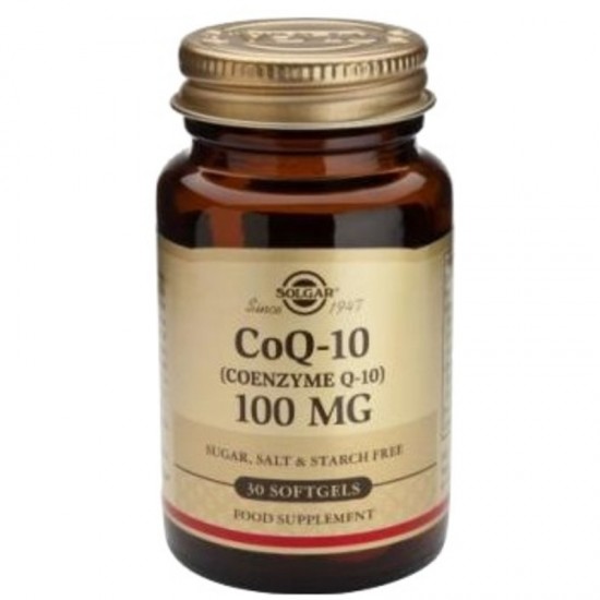 КОЕНЗИМ Q-10 100мг меки капсули 30бр СОЛГАР | COENZYME Q-10 100mg softgels 30s SOLGAR