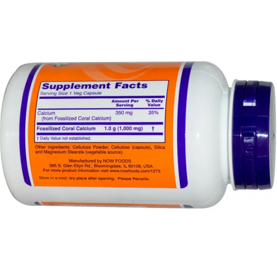 КОРАЛ КАЛЦИЙ 1000мг капс 100бр НАУ ФУУДС | CORAL CALCIUM 1000mg caps. 100s NOW FOODS