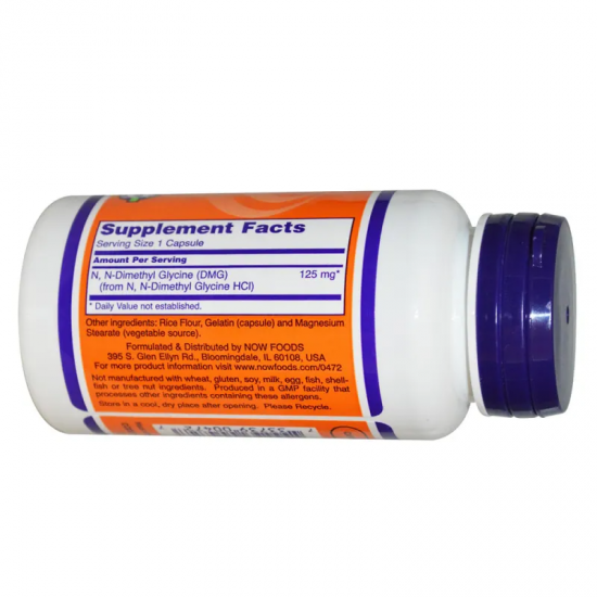 ДМГ (ДИМЕТИЛ ГЛИЦИН) 125мг капс. 100бр НАУ ФУУДС | DMG (DIMETHYL GLYCINE) 125mg caps. 100s NOW FOODS