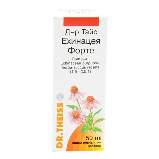 Д-Р ТАЙС ЕХИНАЦЕЯ ФОРТЕ перорални капки, разтвор 50мл. | DR. THEISS ECHINACEA FORTE oral drops, solution 50ml