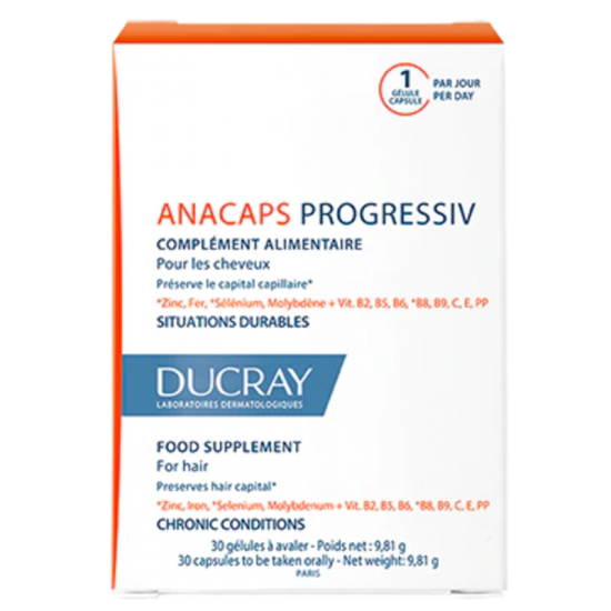 АНАКАПС Експерт (Прогресив) при косопад 30бр. капсули ДЮКРЕ | ANACAPS EXPERT (PROGRESSIV) Hairloss 30s caps DUCRAY
