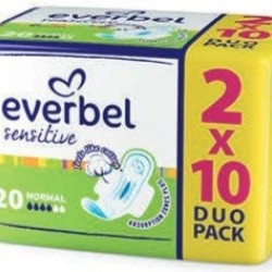 ЕВЪРБЕЛ СЕНЗИТИВ НОРМАЛ ДУО ПАК Дамски превръзки 20бр. | EVERBEL SENSITIVE NORMAL DUO PACK Ladies pads 20s