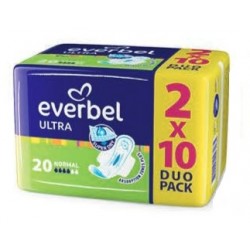 ЕВЪРБЕЛ УЛТРА НОРМАЛ ДУО ПАК Дамски превръзки 20бр. | EVERBEL ULTRA NORMAL DUO PACK Ladies pads 20s