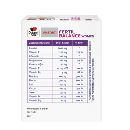 ДОПЕЛХЕРЦ СИСТЕМ Фертил баланс за жени х 30 сашета | FERTIL BALANCE For women DOPPELHERZ SYSTEM