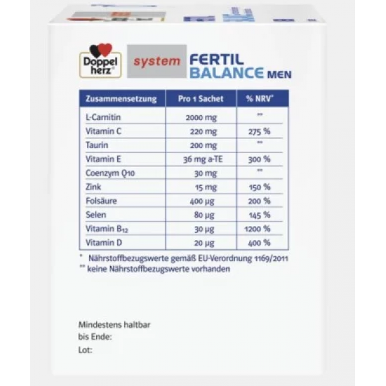 ДОПЕЛХЕРЦ СИСТЕМ Фертил баланс за мъже х 30 сашета | FERTIL BALANCE For men DOPPELHERZ SYSTEM