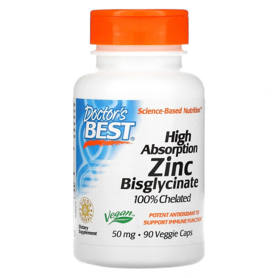 ЦИНК БИСГЛИЦИНАТ 50мг таблетки 90бр ДОКТОРС БЕСТ I ZINC BISGLYCINATE 50mg tablets 90s DOCTOR'S BEST