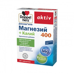 МАГНЕЗИЙ + КАЛИЙ 400mg таблетки x 30бр. ДОПЕЛХЕРЦ АКТИВ | MAGNESIUM + KALIUM 4000 tabs x 30s DOPPELHERZ AKTIV