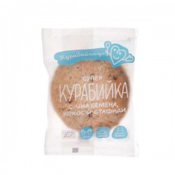 КУРАБИЙНИЦА БИО Суперкурабийка с Чиа семена, Кокос и Стафиди 1бр 60гр. | KURABIINICA BIO Supercookie with Chia seeds, Coconut and Raisins 1s 60g