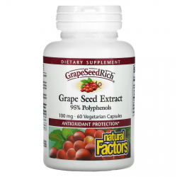 ЕКСТРАКТ ОТ ГРОЗДОВО СЕМЕ 100мг капсули 60бр. НАТУРАЛ ФАКТОРС | GRAPE SEED EXTRACT 100mg veggie caps 60s NATURAL FACTORS