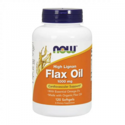 ЛЕНЕНО МАСЛО (ХАЙ ЛИГНАН) 1000мг меки капсули 120 бр. НАУ ФУУДС | FLAX OIL (HIGH LIGNAN) 1000mg softgels 120s NOW FOODS